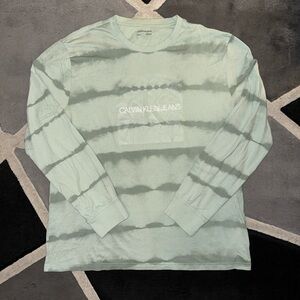Calvin Klein Jeans Men's Mint Tie-Dye Long Sleeve Shirt
